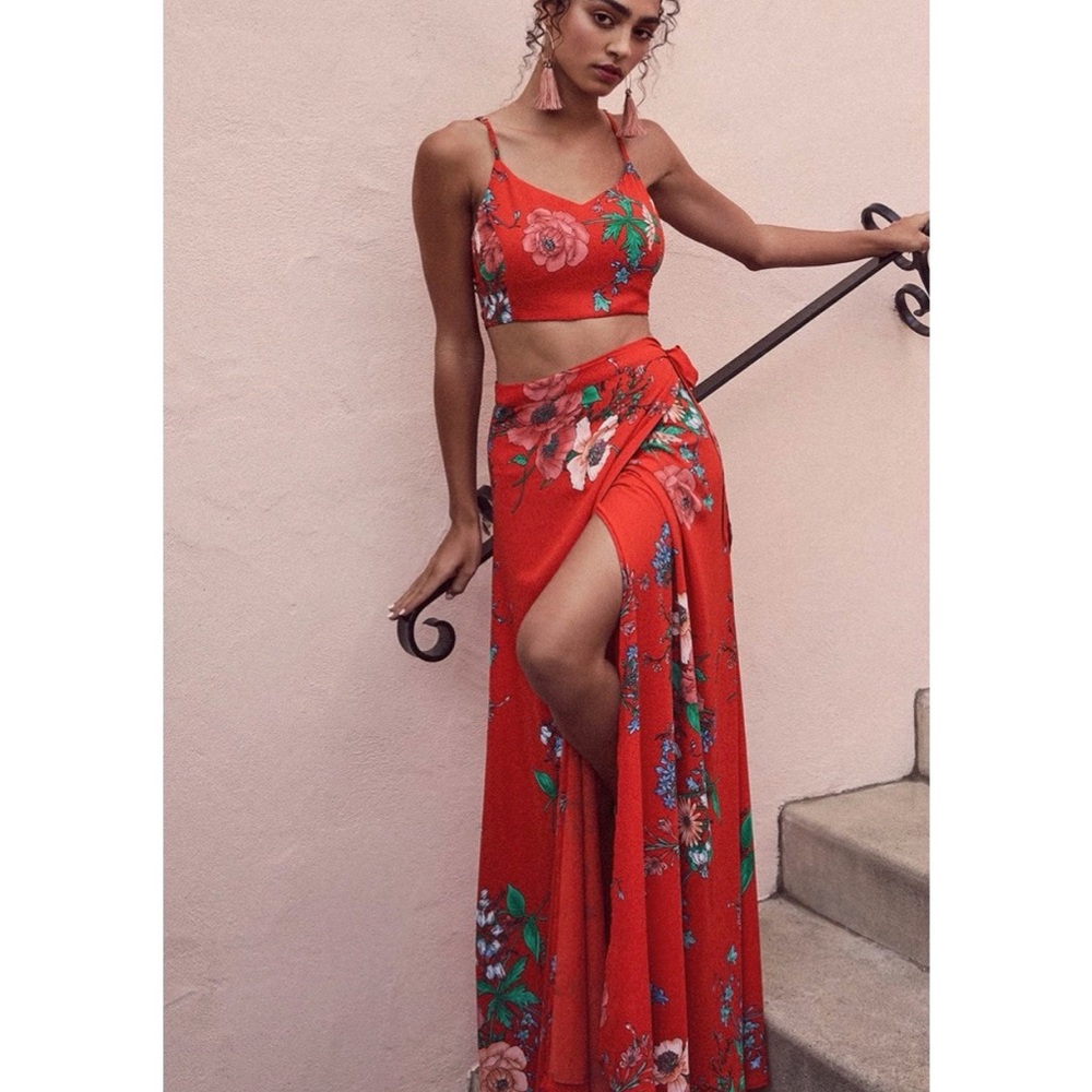 Lulu’s Bloom With a View Red Two-Piece Maxi Dress